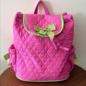 Belvah  Pink Quilted Backpack Kelly Green Accents  zipper straps for sling bag
